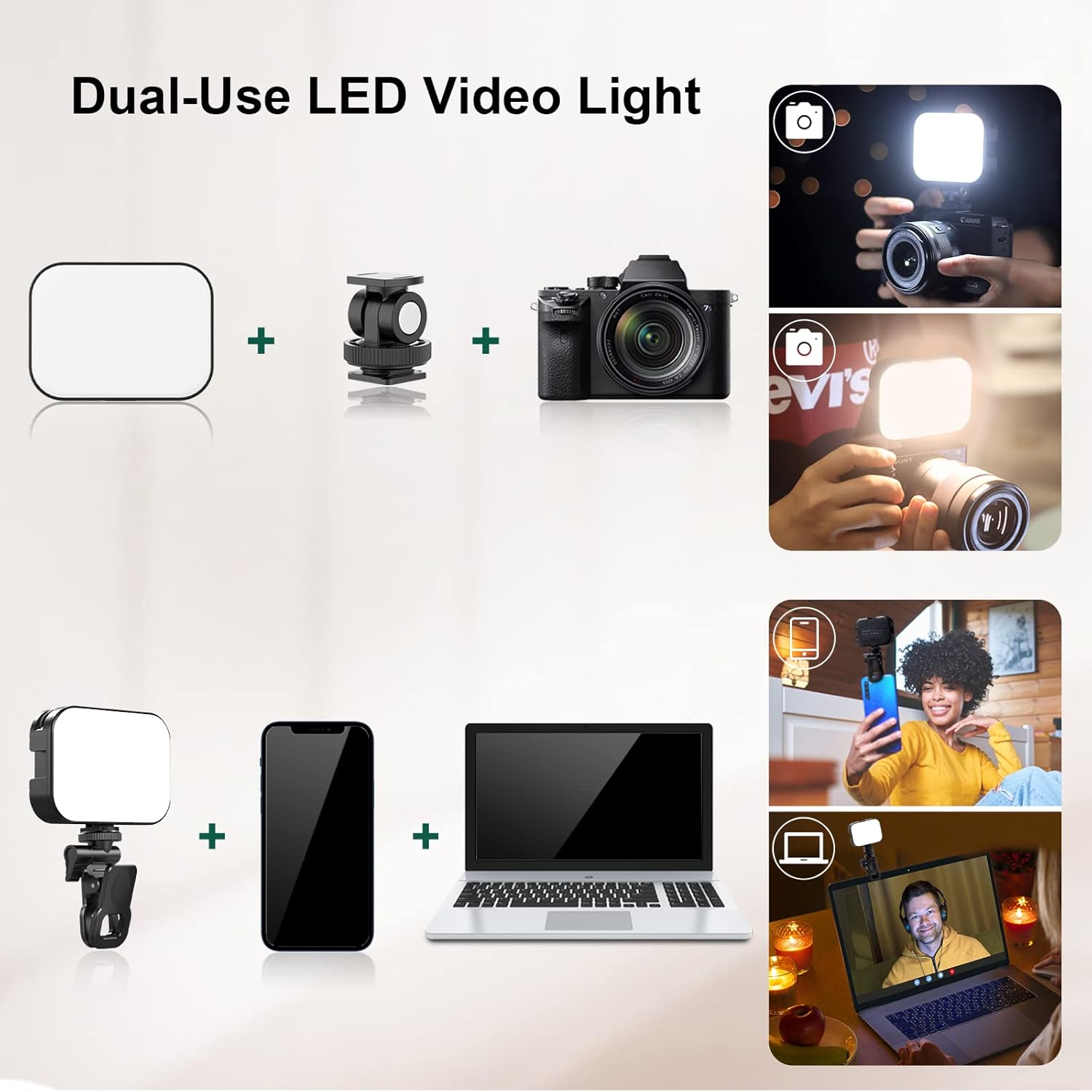 vigem Selfie Light by Yolanzi, LED Clip-On Light Panel for Mobile/Laptop/Tablet/Computer