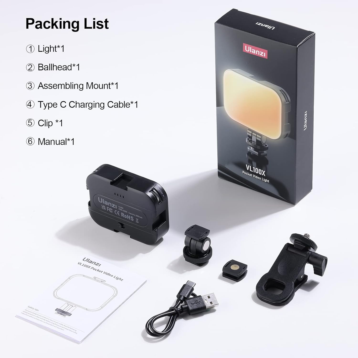 vigem Selfie Light by Yolanzi, LED Clip-On Light Panel for Mobile/Laptop/Tablet/Computer