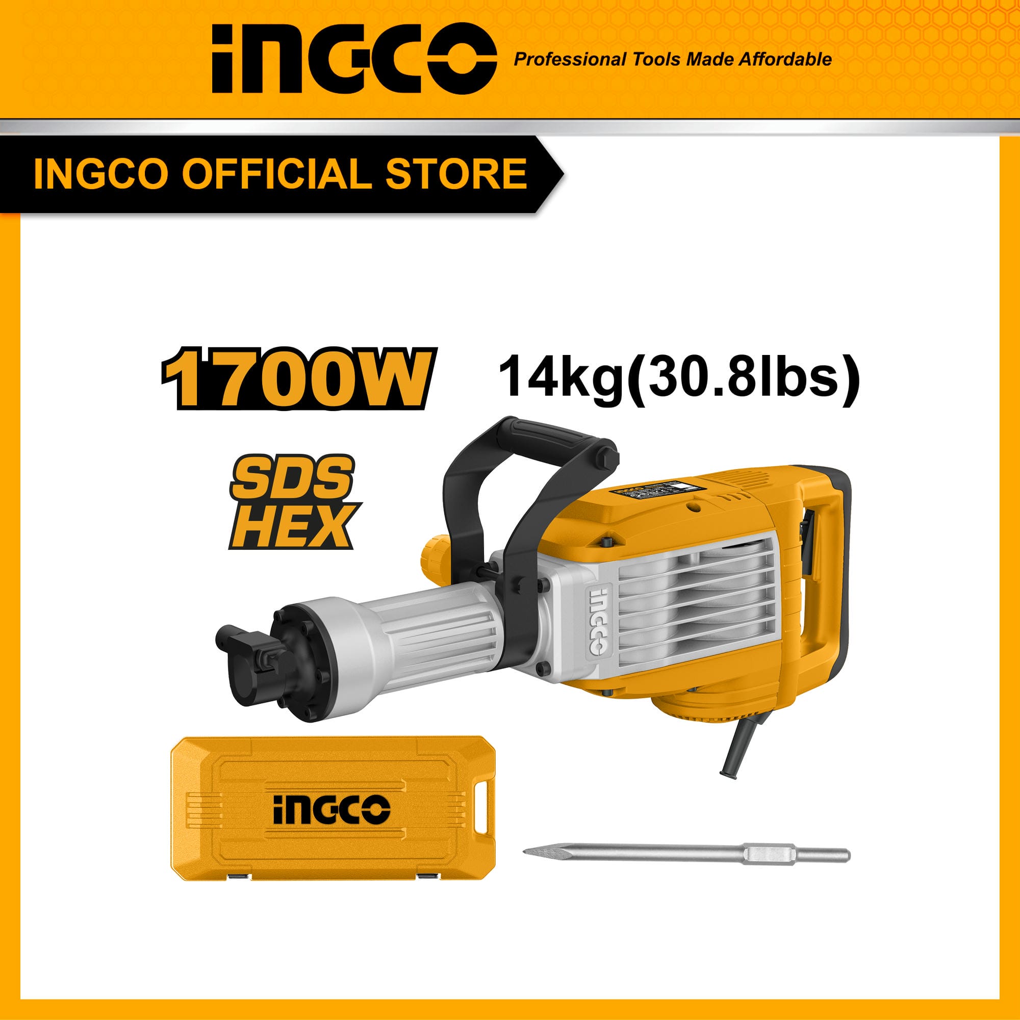 INGCO PDB170068 1700W Concrete Breaker