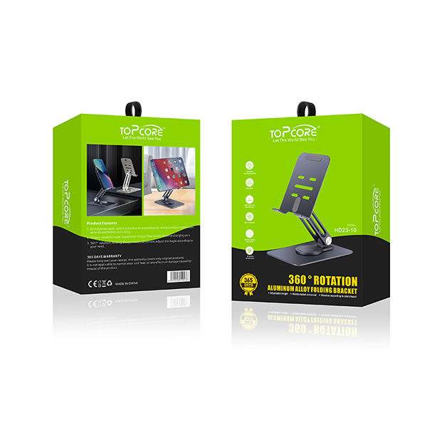 Top Core 360° rotation aluminum alloy folding bracket for tablets and smartphones- HD23-10