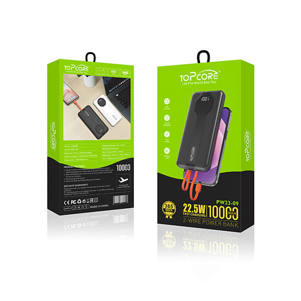 بنك طاقة توب كور بسعة 10000 مللي أمبير، موديل PW23-09