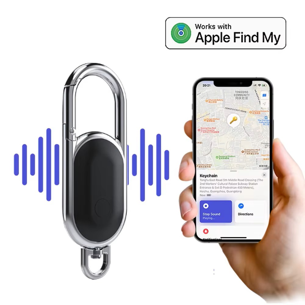 Smart Key Ring with Airtag Holder: GPS Anti-Loss Tracker for Apple Find My