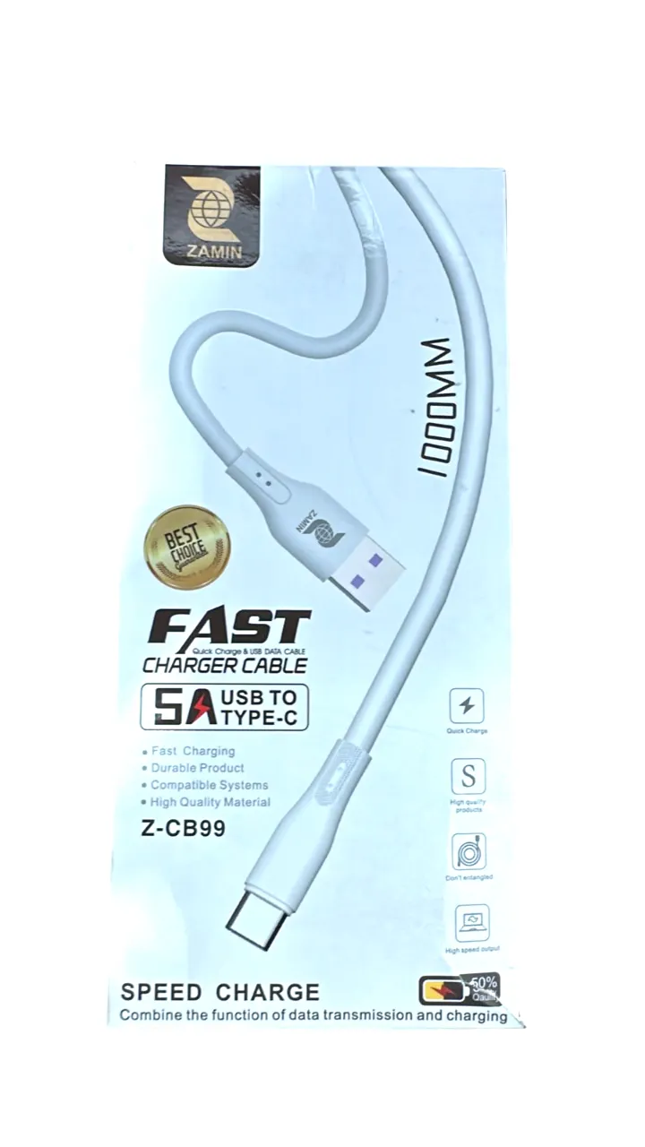 Zamin Z-CB99 USB-A to Type-C charger cable.