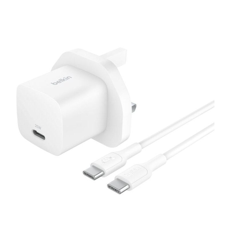 BELKIN PD 25W PPS USB-C WALL CHARGER WH + 1M C-C CABLE