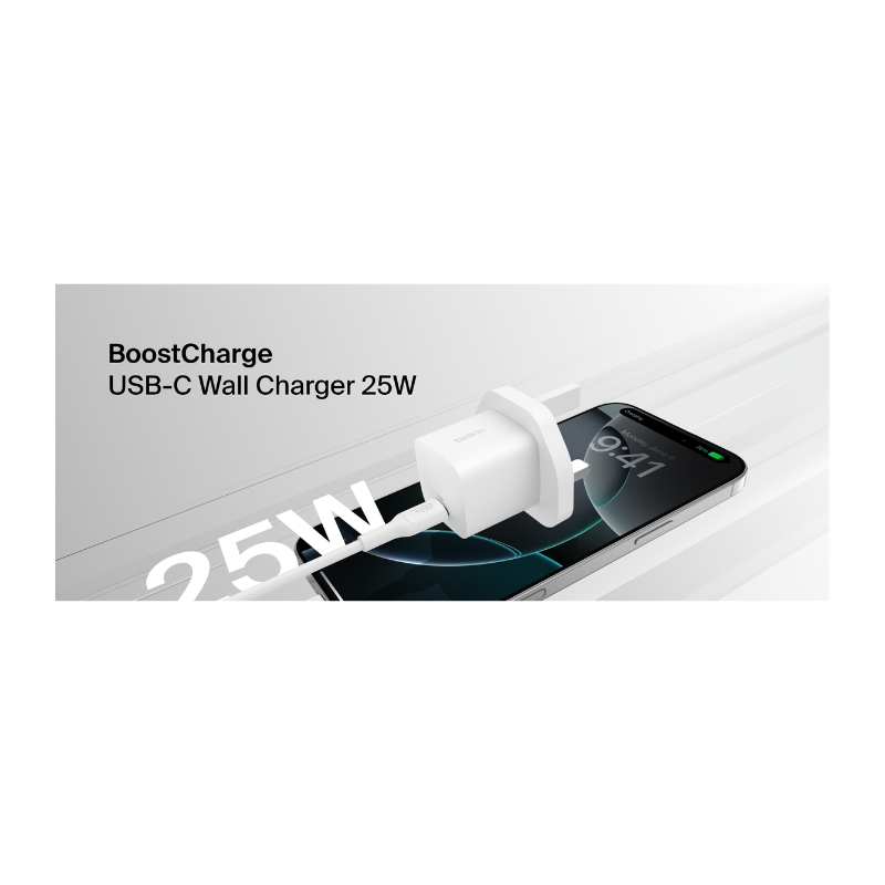 BELKIN PD 25W PPS USB-C WALL CHARGER WH + 1M C-C CABLE