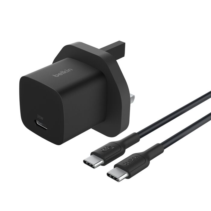 Belkin 25W USB PD Wall Charger with PPS, BLK w/1m C-C Cable (Cable)
