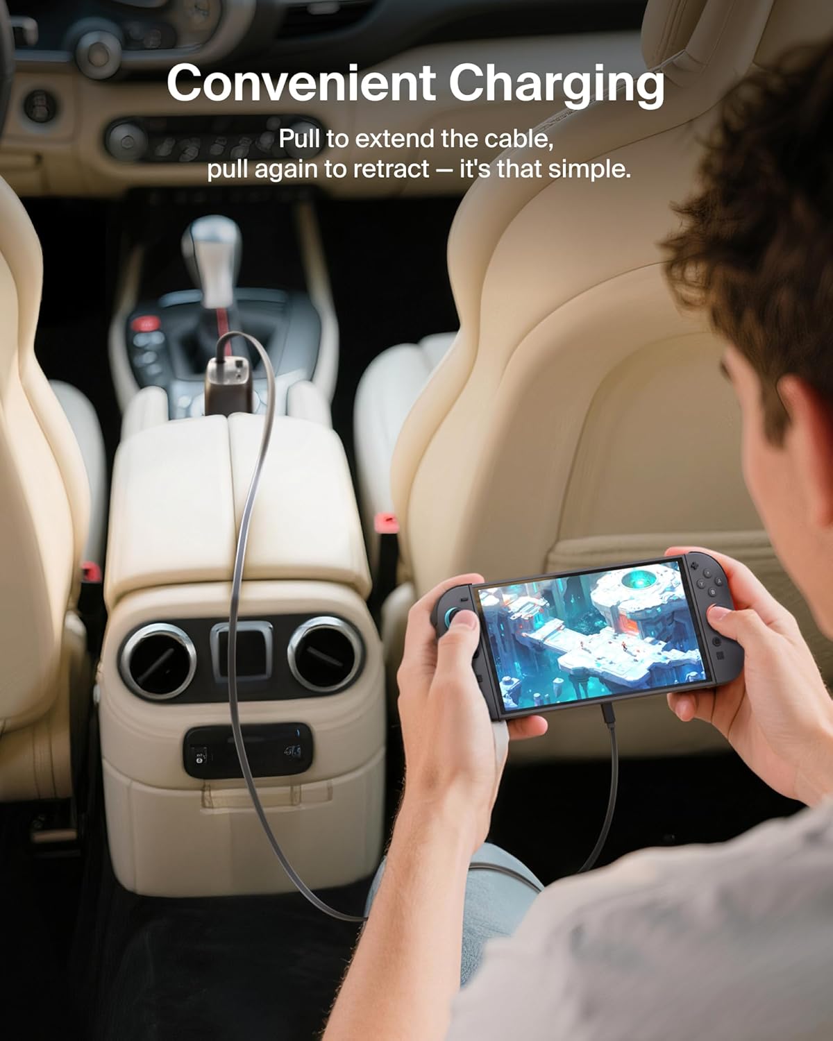 شاحن سيارة قابل للسحب 75 واط