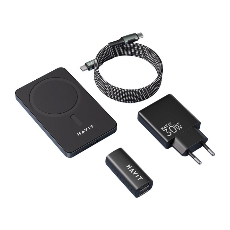 Havit 2024 gift kit EU Power bank black+gray