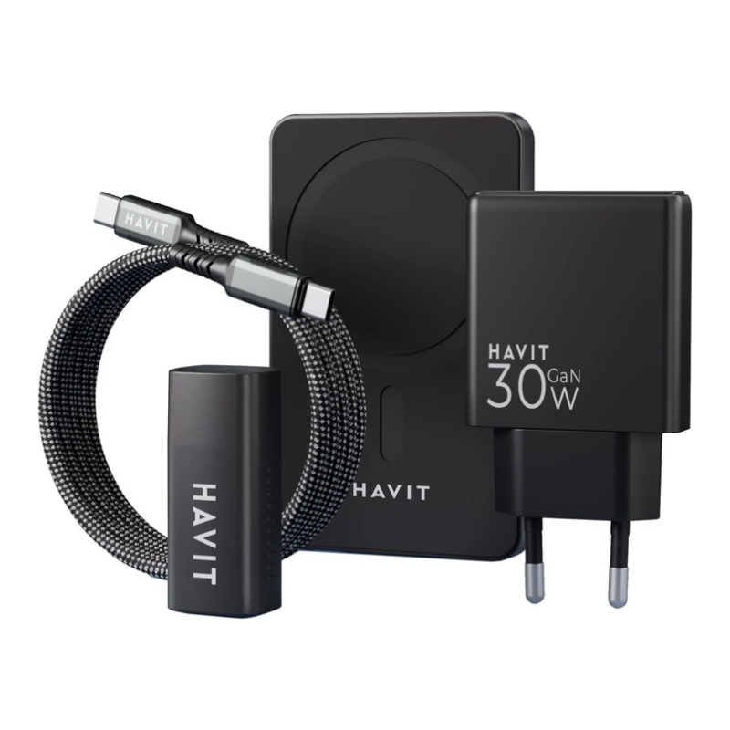 Havit 2024 gift kit EU Power bank black+gray