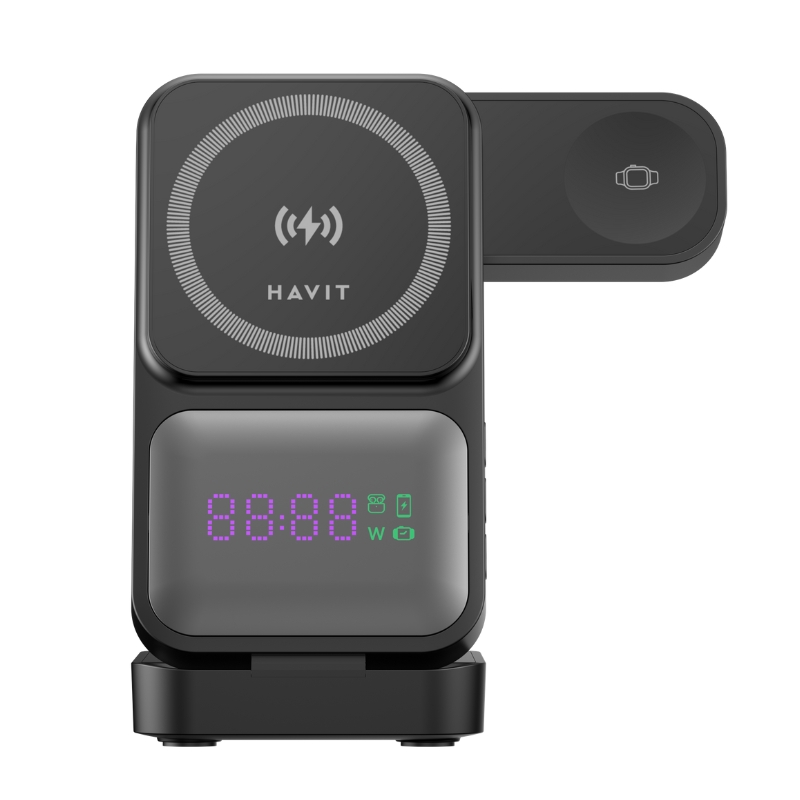 Havit W3107 3-in-1 Wireless Charger in Black