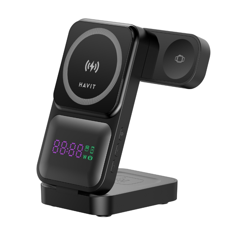 Havit W3107 3-in-1 Wireless Charger in Black