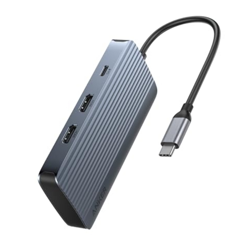 Anker 7-in-1 Multifunctional USB-C Adapter – Dual Display Support – Gray