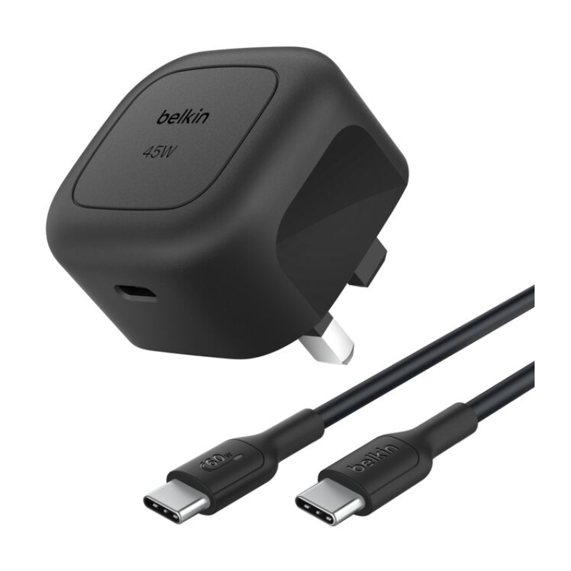 BELKIN CUBE-Wall Charger 45W PPS BK + 1m C-C Cable Black
