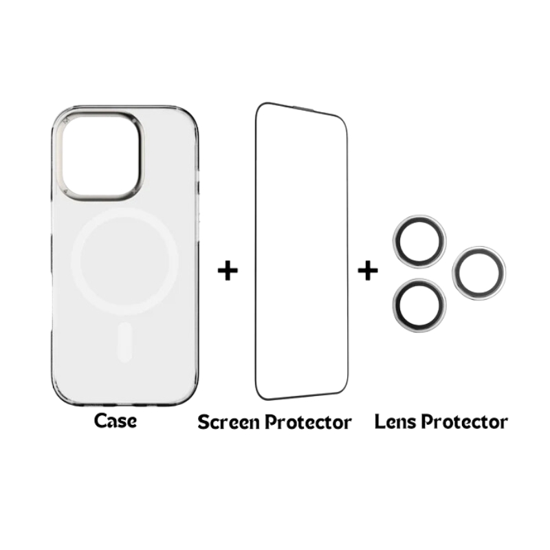 Momax Bundle Gift Set MX Case with 3D Screen Protector with Lens Protector iphone 16 Pro