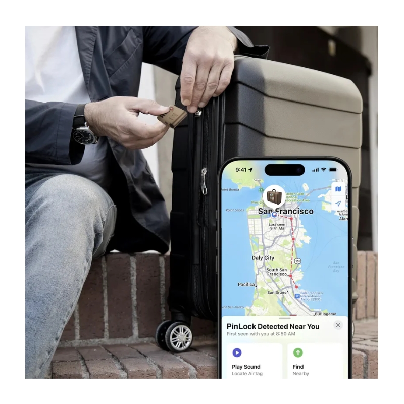 Momax PinLock TSA Find My Locator Lock (Desert Titanium)