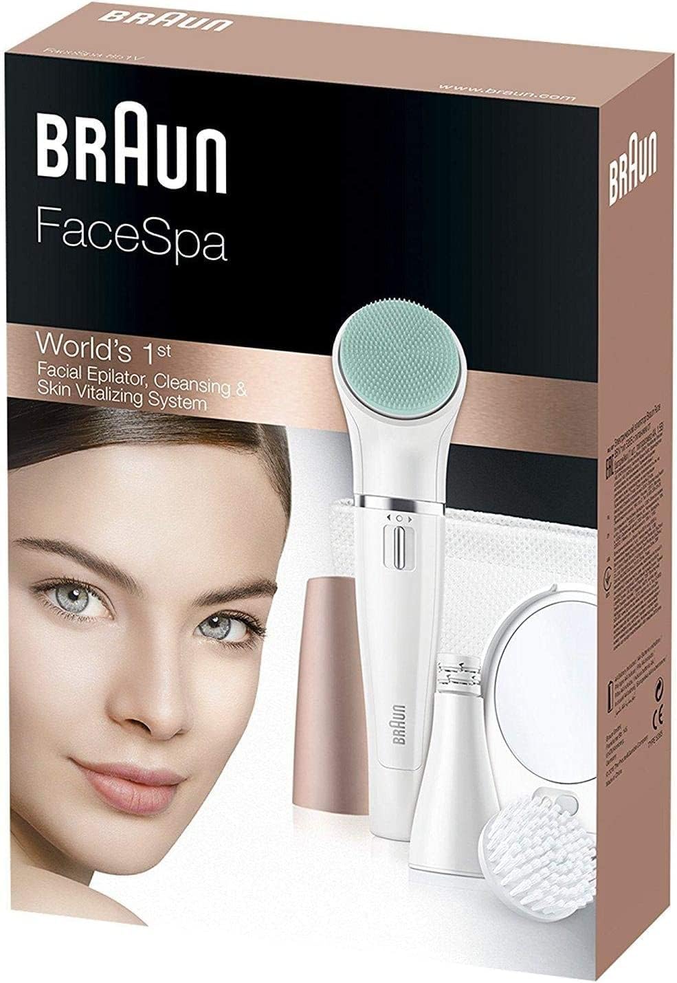 Braun FaceSpa 851V 3-in-1 facial epilating, cleansing & vitalization system with 5 extras