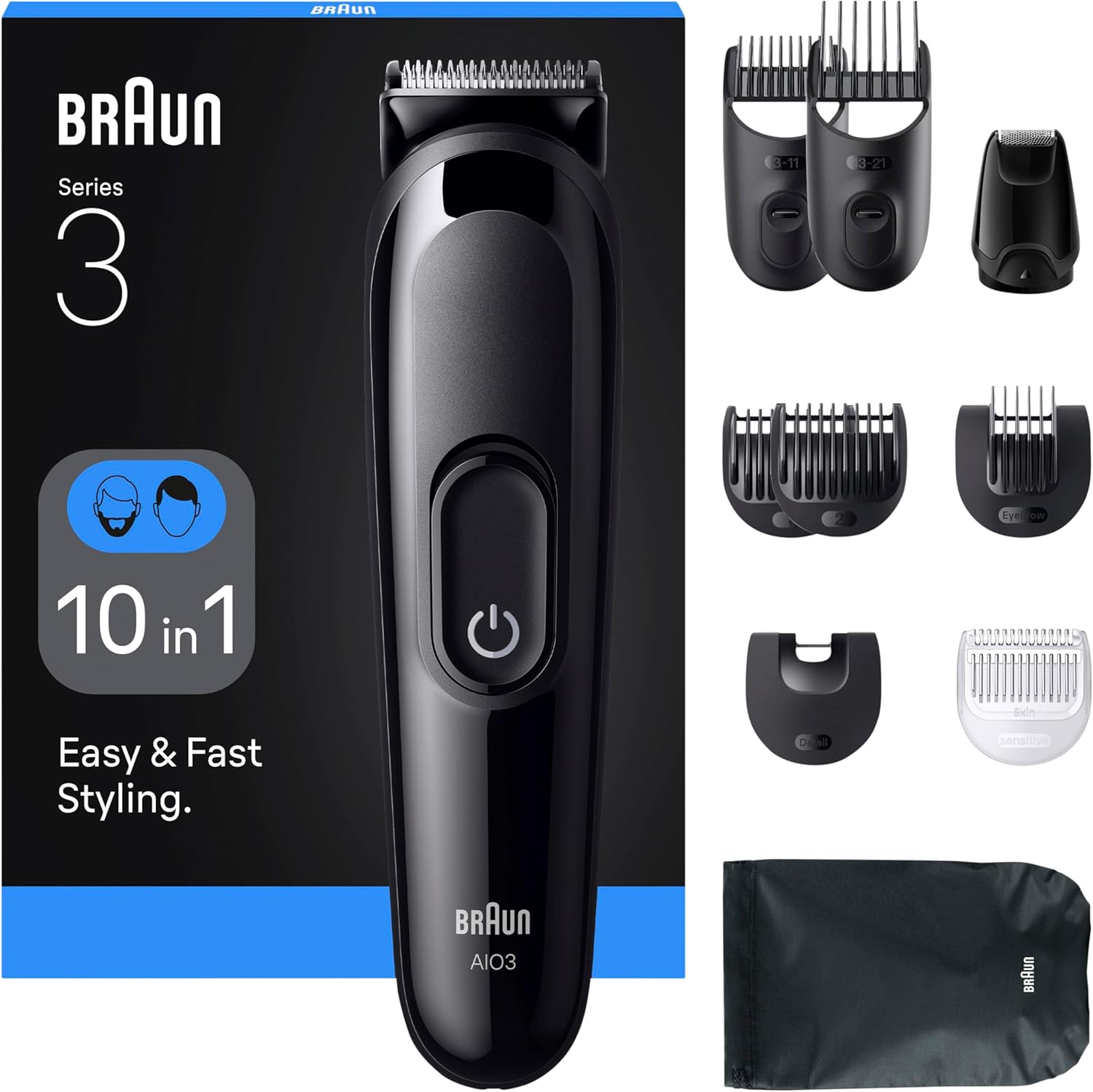 Braun AIO3560 All-in-One Series 3 Beard Trimmer with 10in1 Grooming Kit