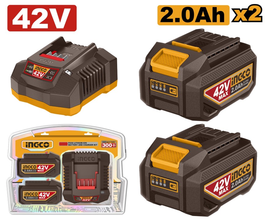 Ingco 42v 2x 2ah+Charger Battery Kit