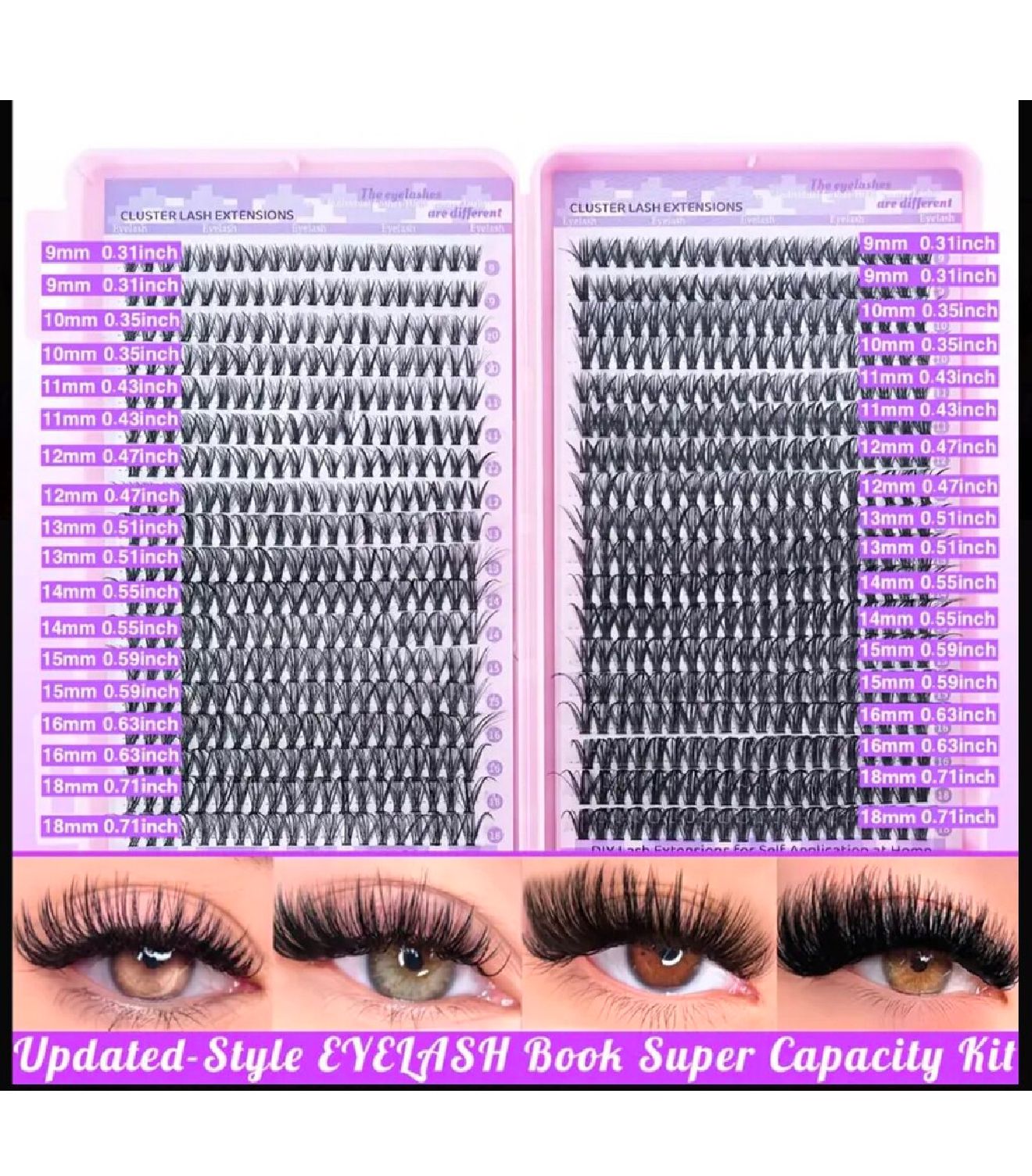 Updated Style DIY Cluster Lash Extensions - Super Capacity Lash Book Kit (9-18mm)