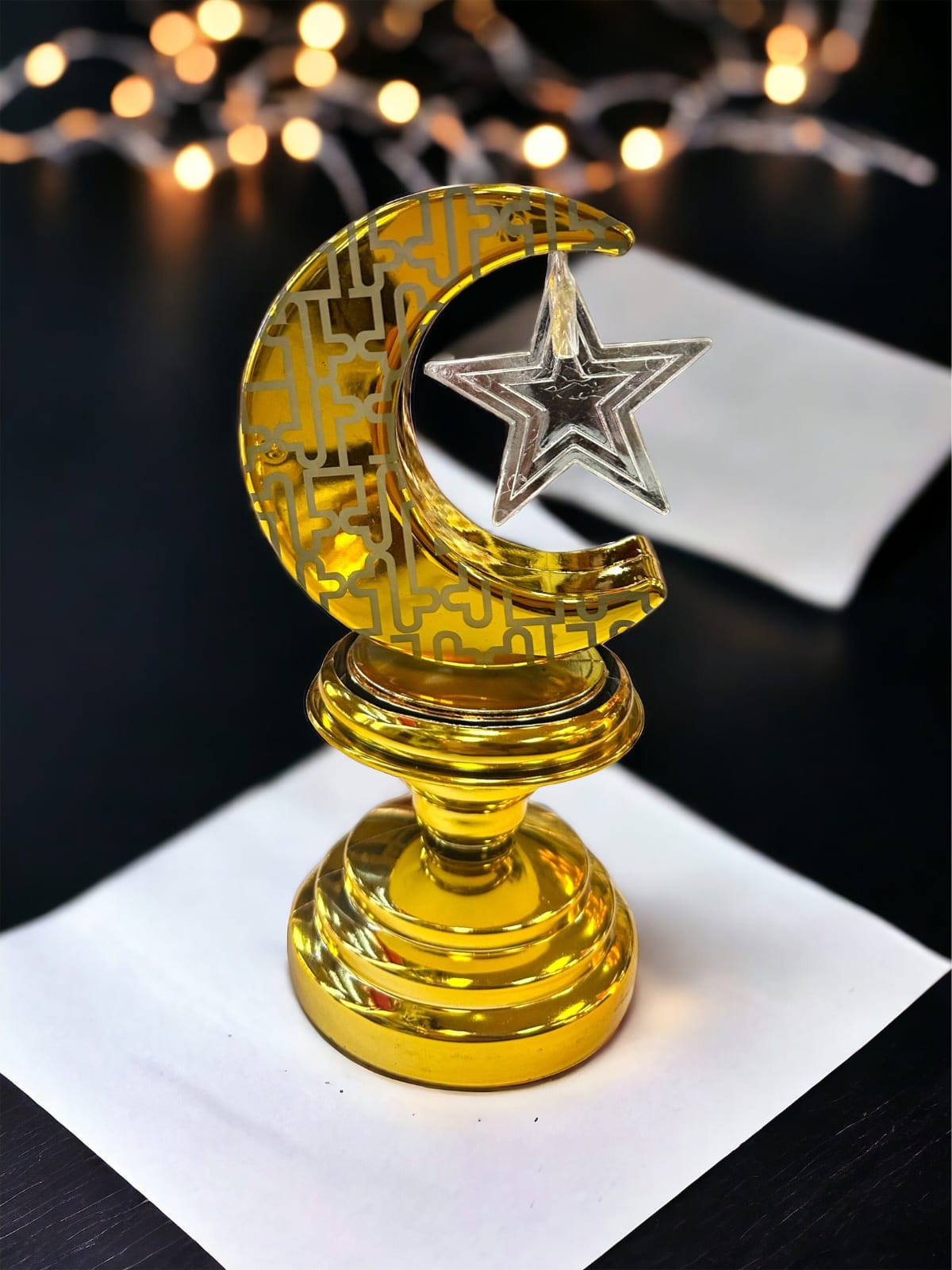 Gold Ramadan  Star Table Decor with LED Light