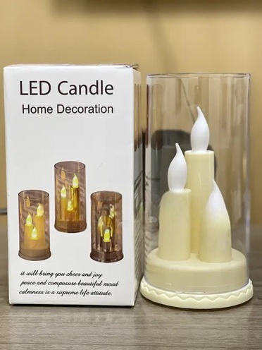 Led Candle Hole Deco With Glass