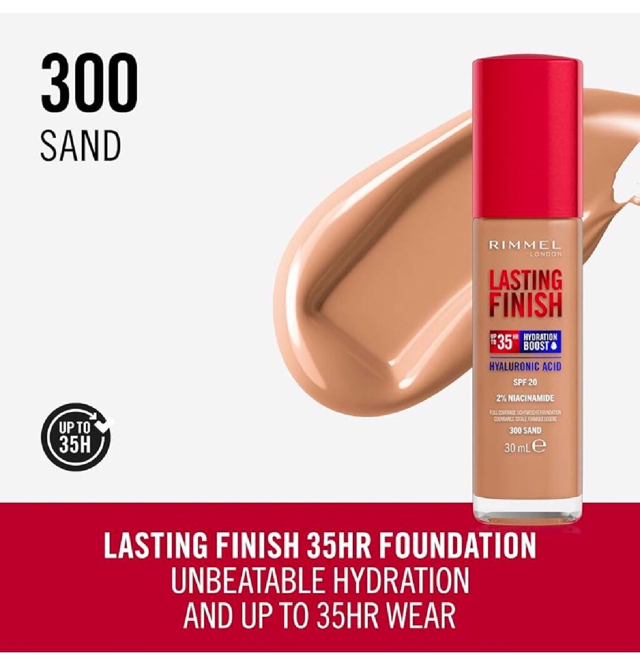 Rimmel London Lasting Finish 35 Hour Foundation in shade 300 Sand.