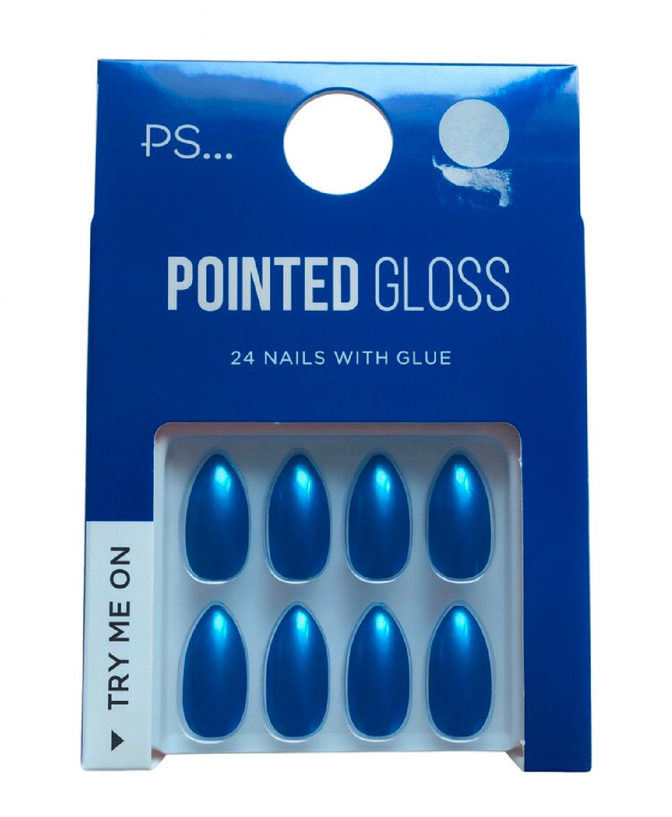 PS... Pointed Gloss False Nails - Metallic Blue (24 Nails) color option