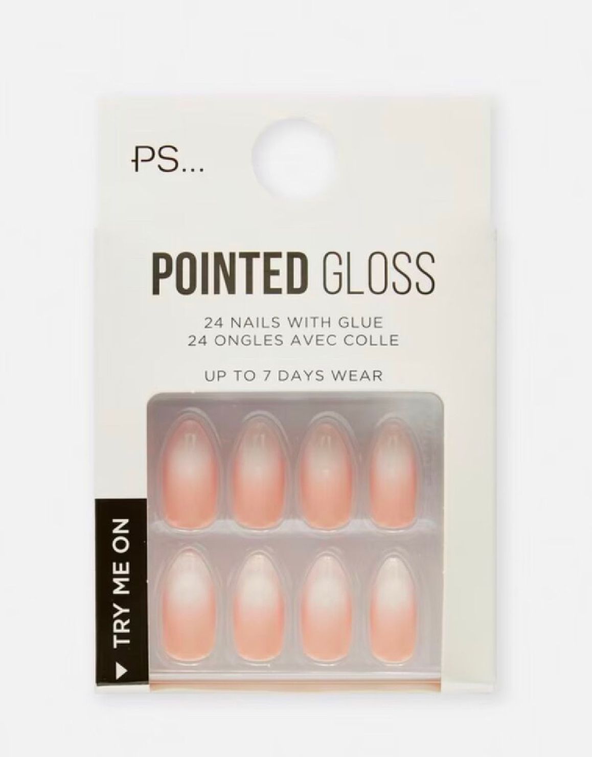 PS... Pointed Gloss False Nails - Nude Ombre (24 Nails) color option