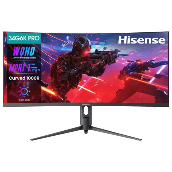 Hisense 34G6K-PRO 34inch Curved 1000R WQHD 180Hz 1ms Ultrawide Monitor