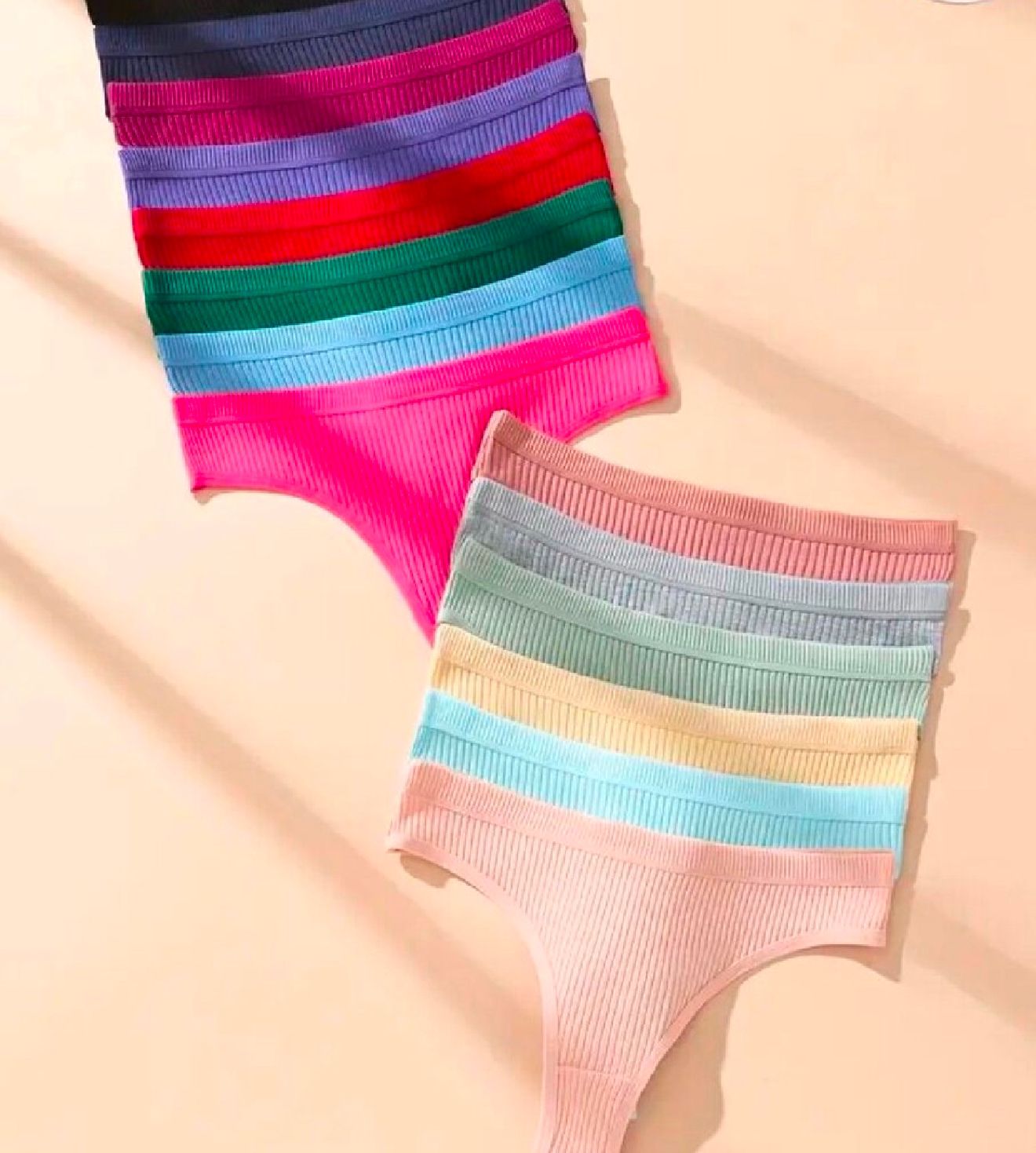 5pcs Women's Ribbed Thong Set - Low-Rise, Soft & Breathable, High Elasticity mixed colours