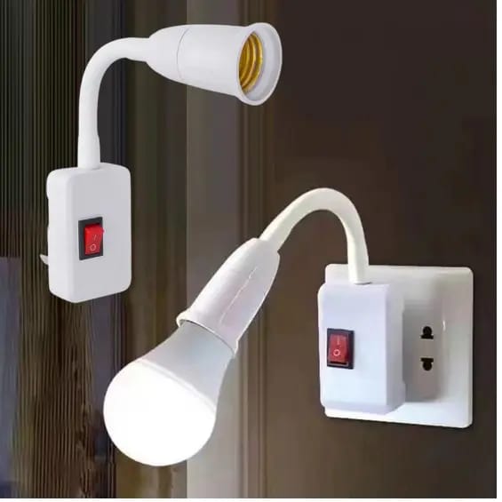 Bulb Socket Base Lamp Holder LED Light Adaptor with On/Off Switch Flexible Extension