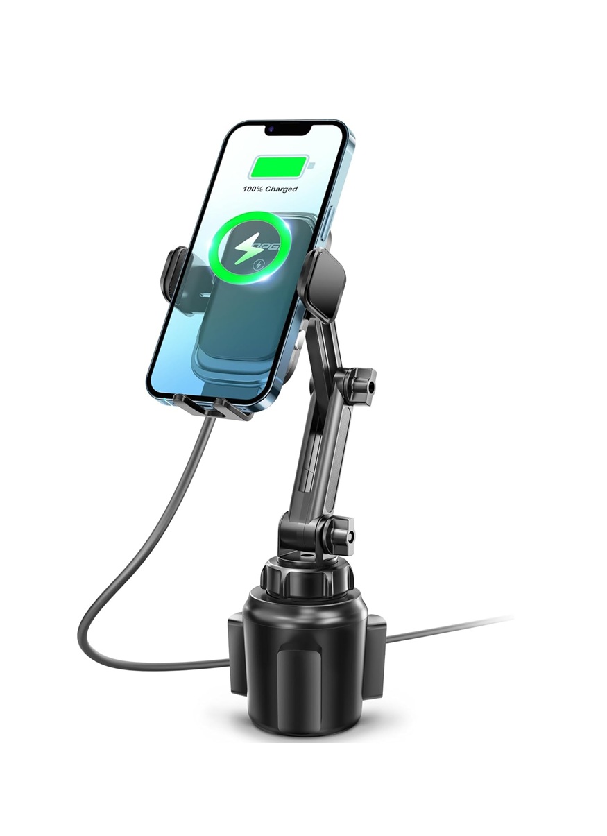 Cup Holder Phone Mount with Wireless Charger