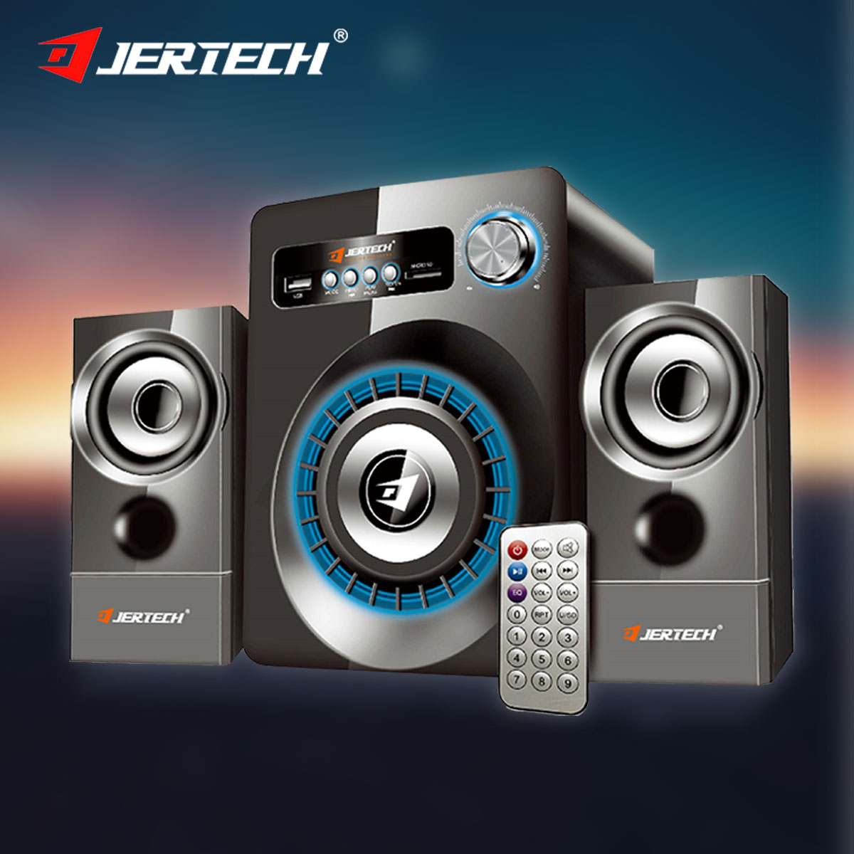 JERTECH SBK-8010 Speaker Box Powered Studio Karaoke Party DJ LED Light Wired Bluetooth Speakers for Computer