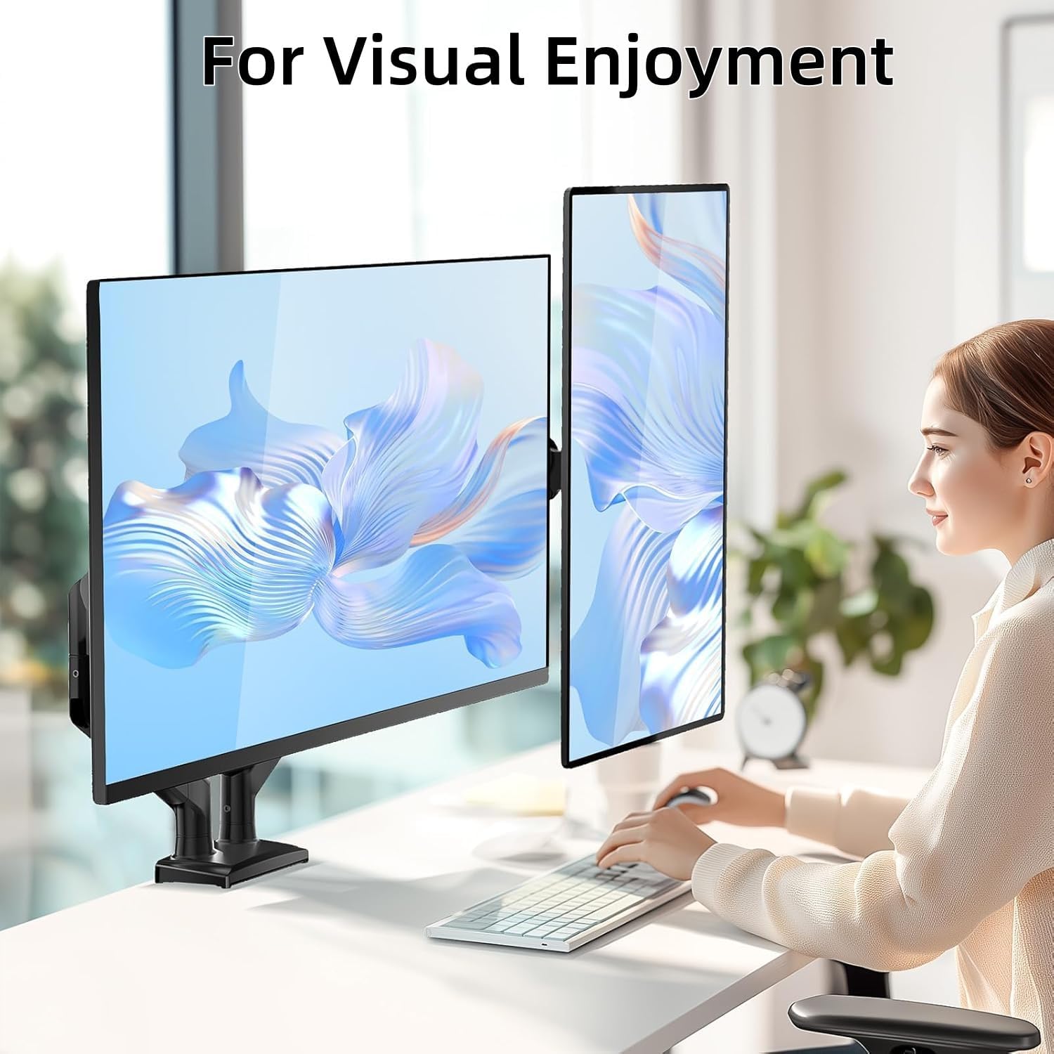 PS160 Dual Monitor Stand, Holds 2 Computer Screens Up to 32 Inches and 9kg Each