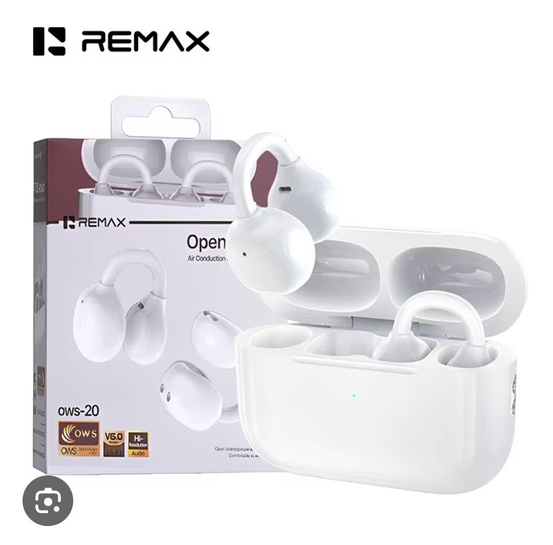 REMAX White OWS-20 Clip-On Wireless Bluetooth Earphones