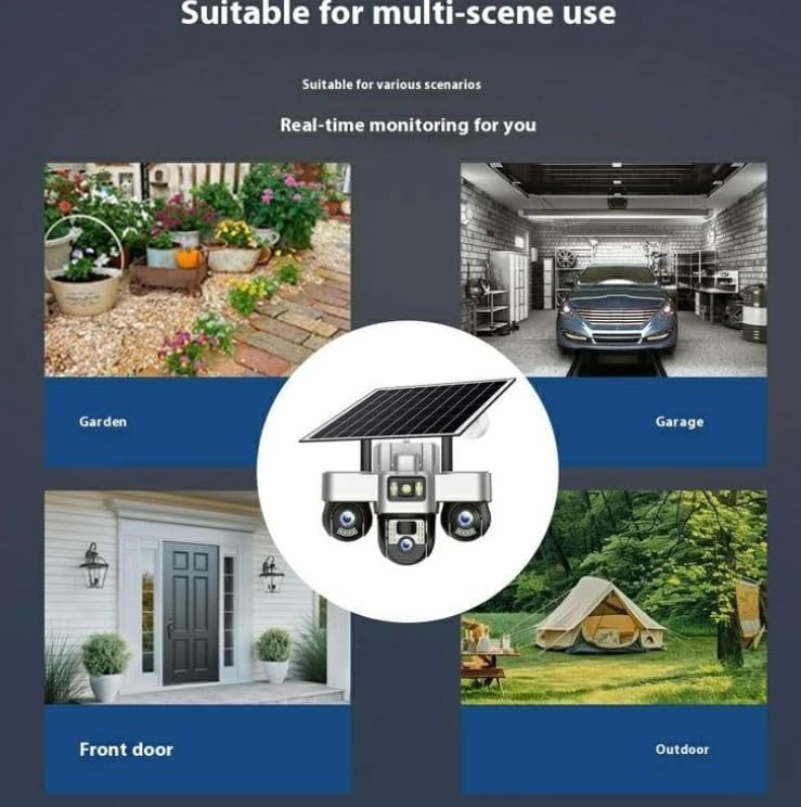 380 CCTV Pro 6MP 3 Lenses PTZ AI Solar Powered image 3