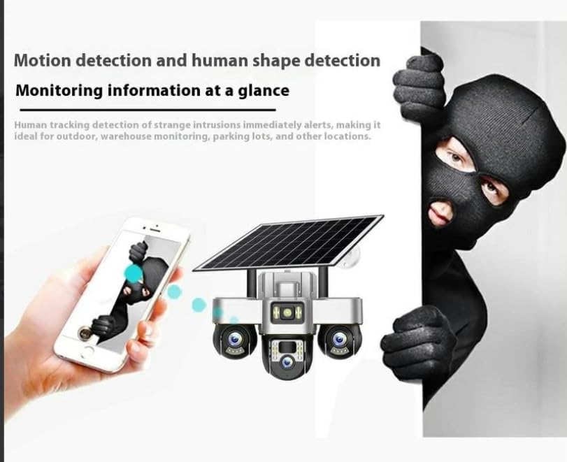 380 CCTV Pro 6MP 3 Lenses PTZ AI Solar Powered image 4