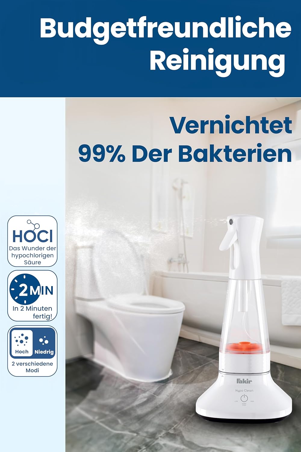 Fakir Hypo Clean Sterile Water Generator - 27W - Electrolysis Technology - 99.99% Sterilization - White image 4