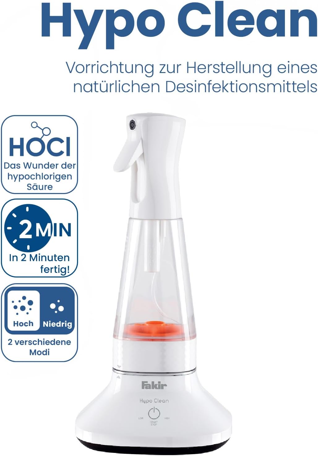 Fakir Hypo Clean Sterile Water Generator - 27W - Electrolysis Technology - 99.99% Sterilization - White image 3