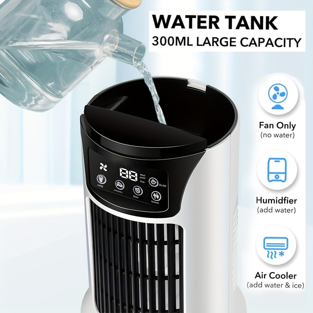 Portable Air Conditioner Humidifier Atmosphere Light Fan USB Cooler Air Conditioner, 3 In 1 Function image 6