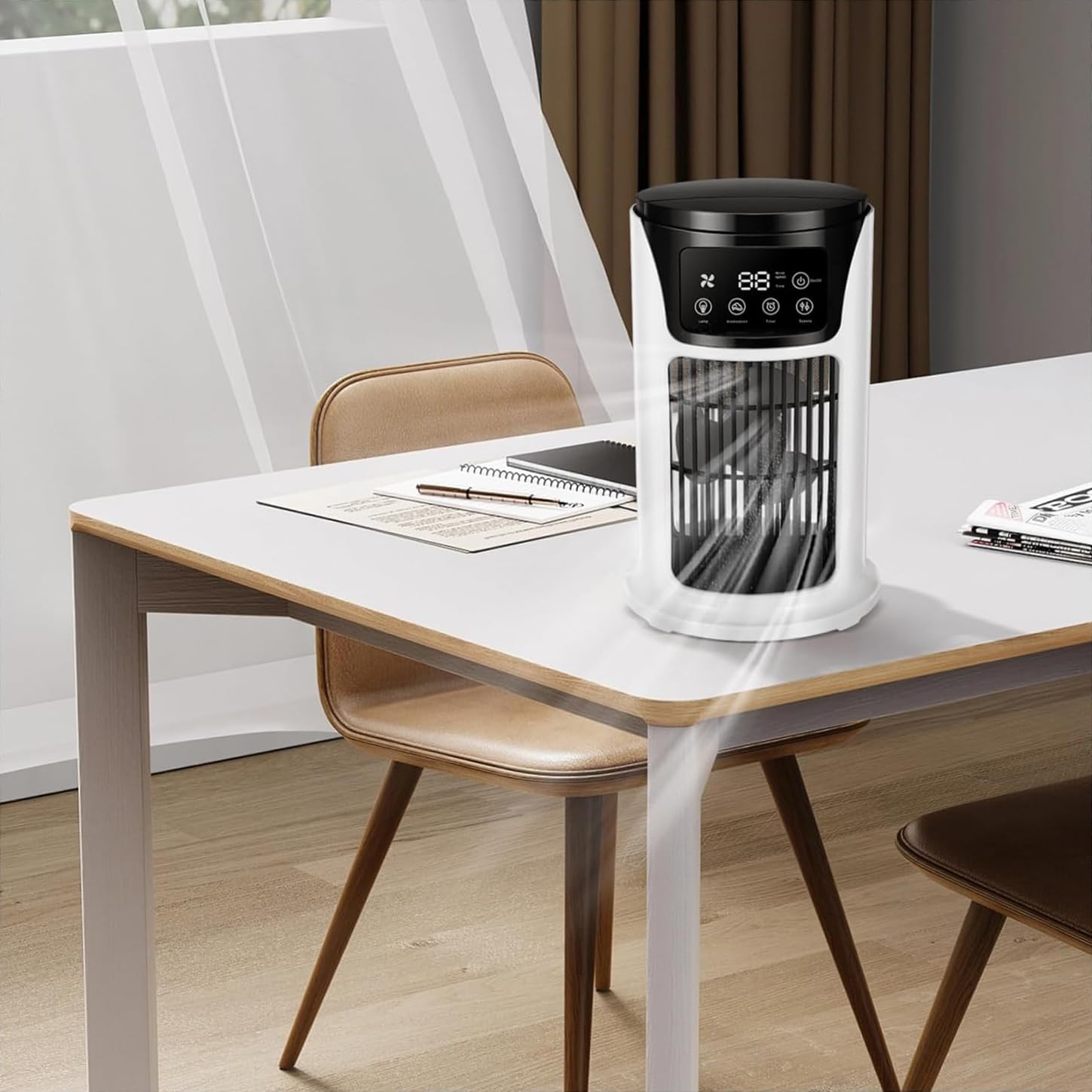Portable Air Conditioner Humidifier Atmosphere Light Fan USB Cooler Air Conditioner, 3 In 1 Function image 1