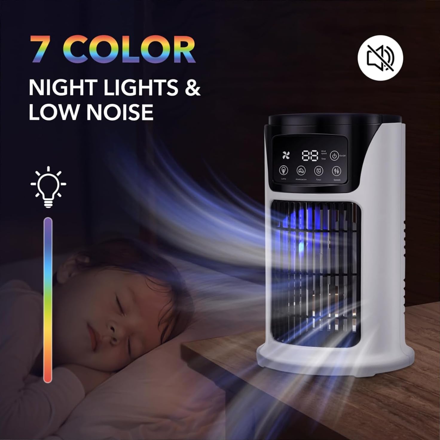 Portable Air Conditioner Humidifier Atmosphere Light Fan USB Cooler Air Conditioner, 3 In 1 Function image 7