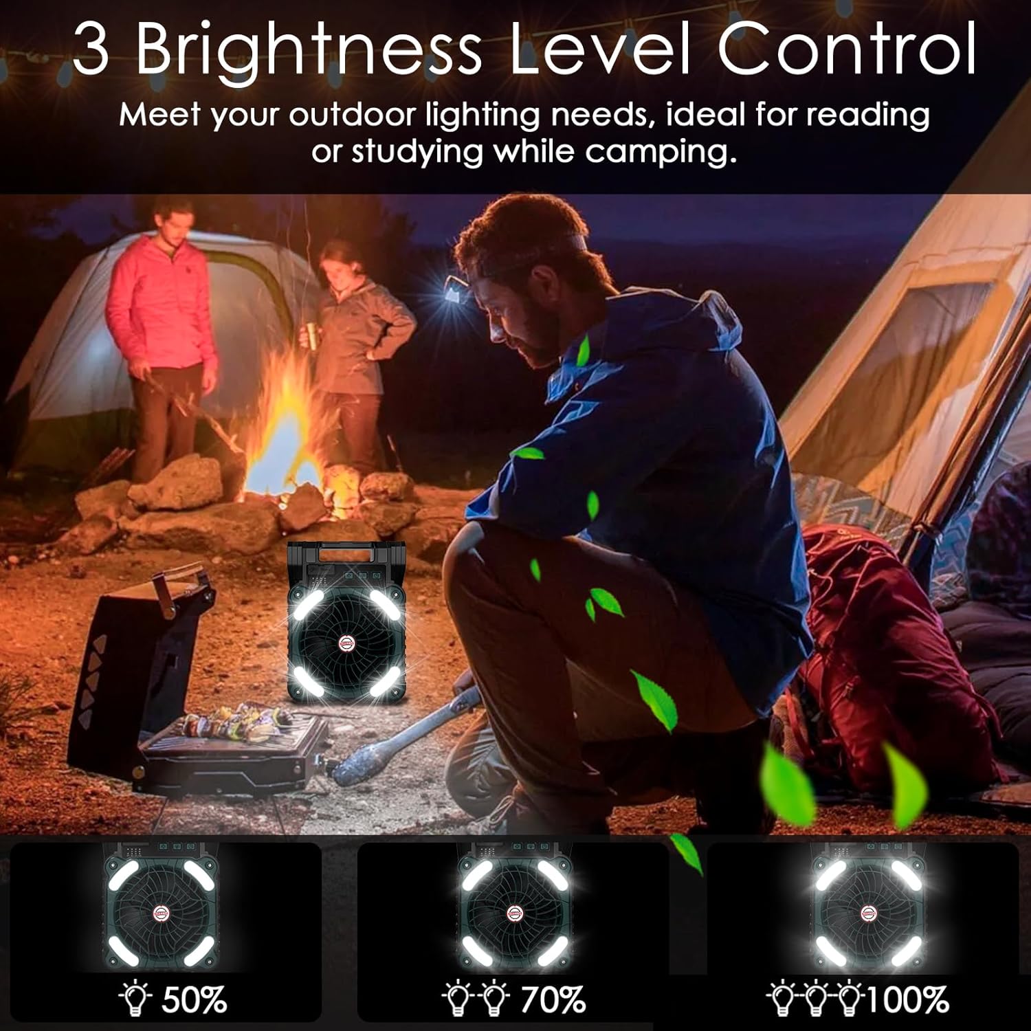 Sendowtek Portable Camping Battery Fan with Solar Panel image 3