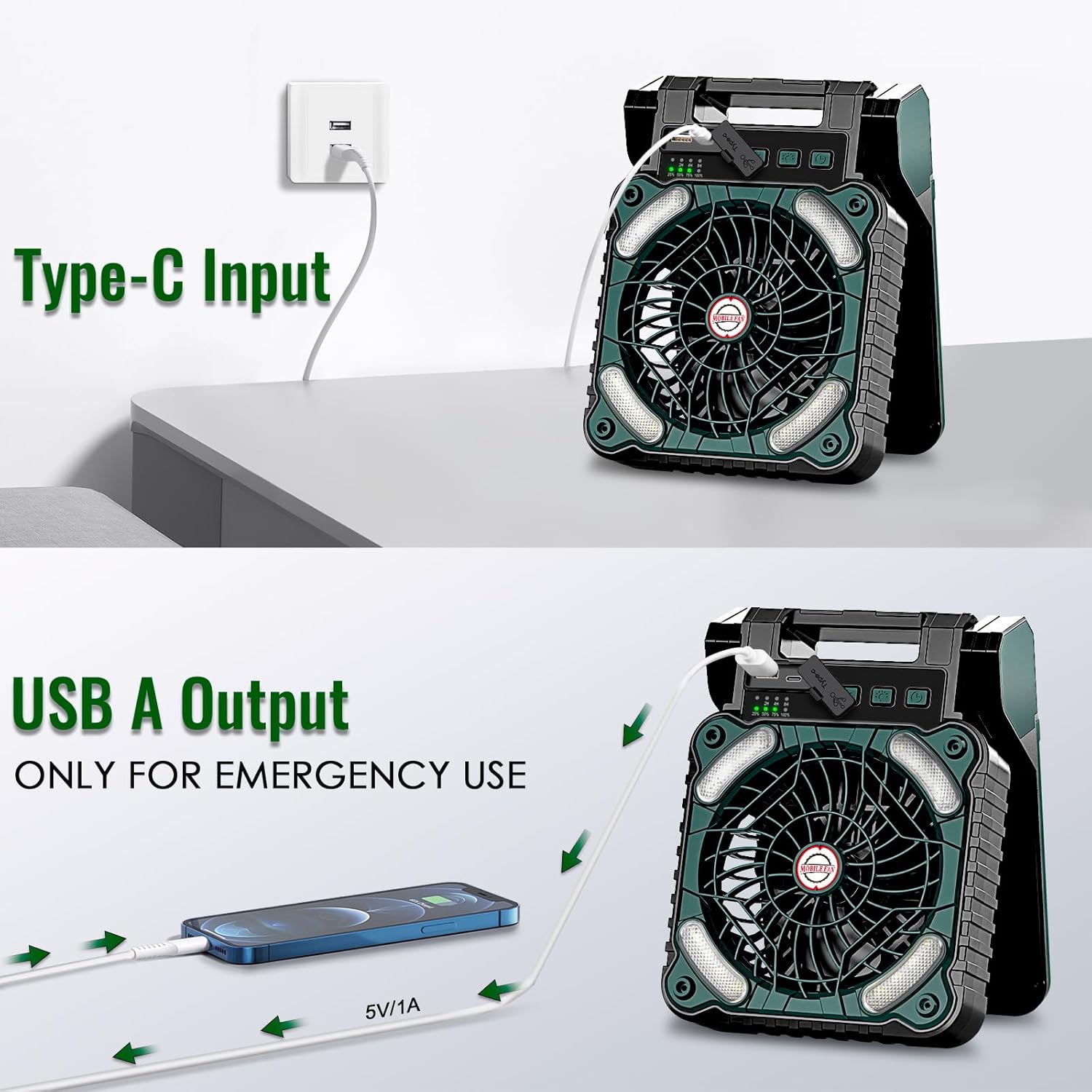 Sendowtek Portable Camping Battery Fan with Solar Panel image 6