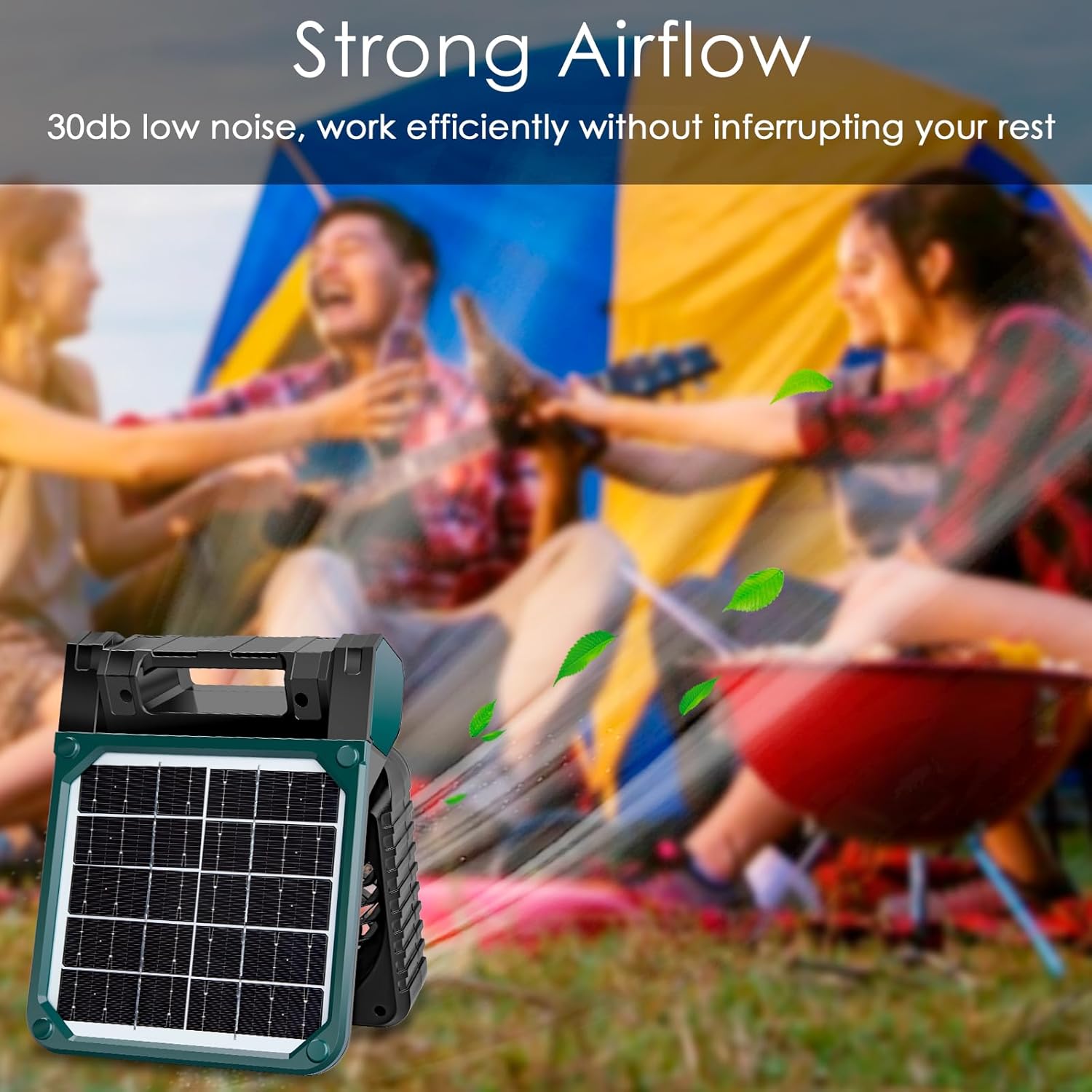 Sendowtek Portable Camping Battery Fan with Solar Panel image 1