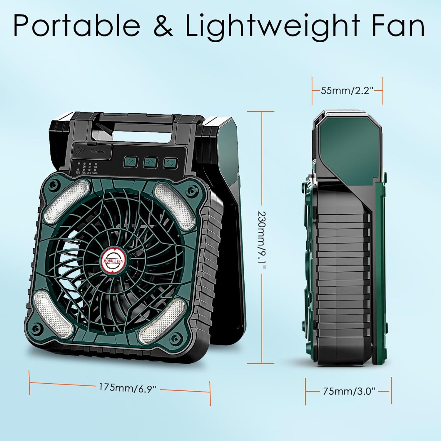 Sendowtek Portable Camping Battery Fan with Solar Panel image 2