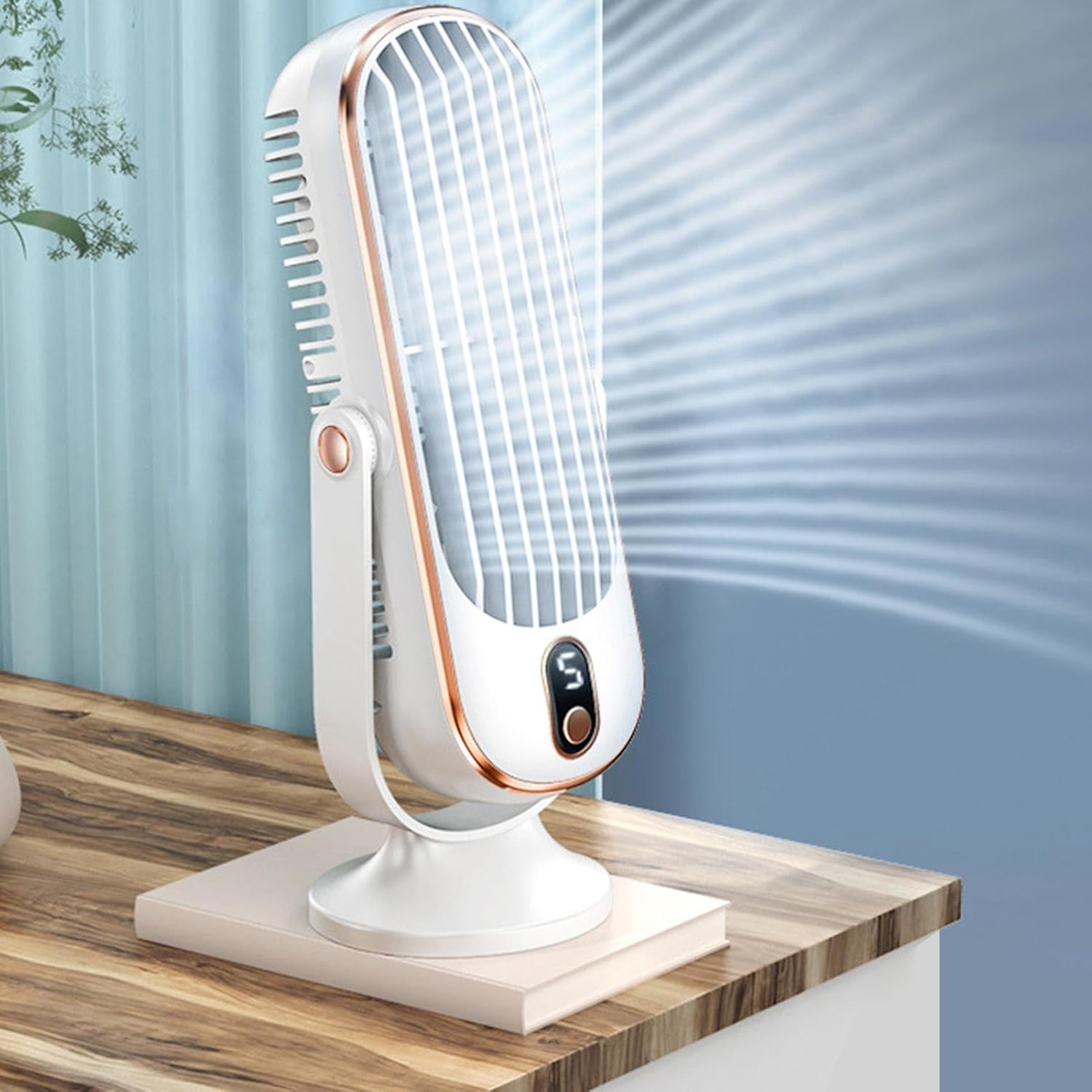 Fulenyi Powerful Air Quiet Fan, USB Rechargeable Oscillating Fan with 5 Wind Speeds color option