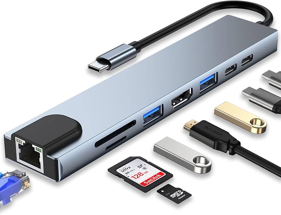 ئەداپتەری زیرەکی (8-لە-1) USB-C فرە دەروازە . چارەسەری تەواو بۆ لابتۆپەکان image 1