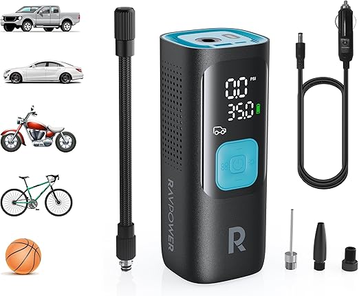 RAVPower 3-in-1 Smart Air Compressor with Power Bank and LED Light image 1
