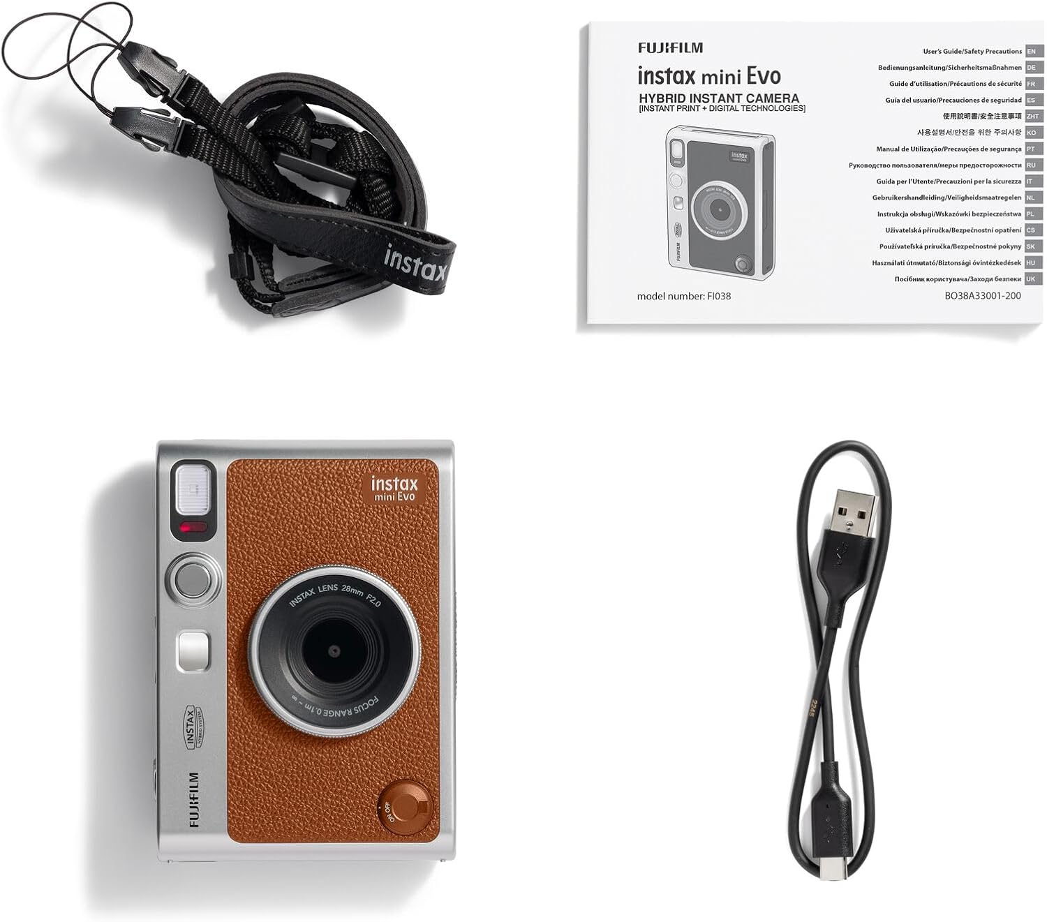 FUJIFILM INSTAX MINI EVO CAMERA BROWN. image 1